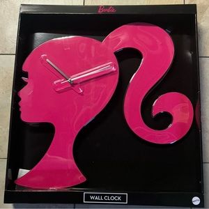 hot pink brand new barbie head wall clock!